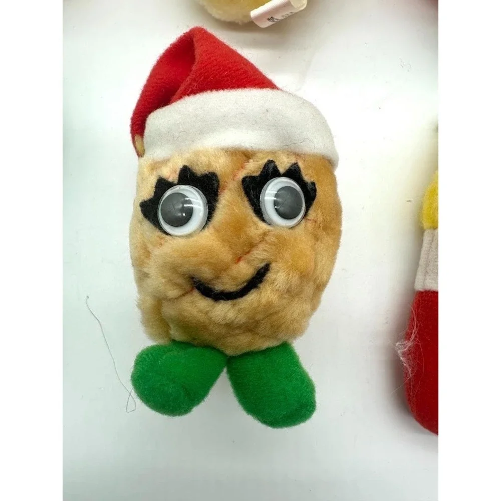Del Monte Yumkins Plush Fruits & Vegetables Christmas Ornaments 1991 Lot of 6